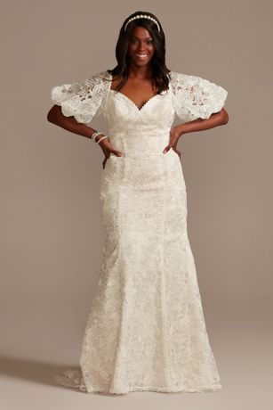 Puff Sleeve Plus Size Wedding Dress ...